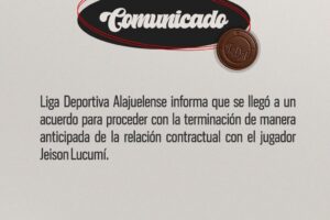 ALAJUELENSE ANUNCIA LA SALIDA DE JEISON LUCUMÍ